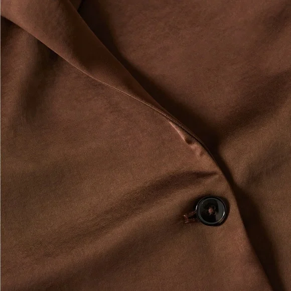 Mango NWT Satin double-breasted jacket Brown Small - Picture 4 of 8